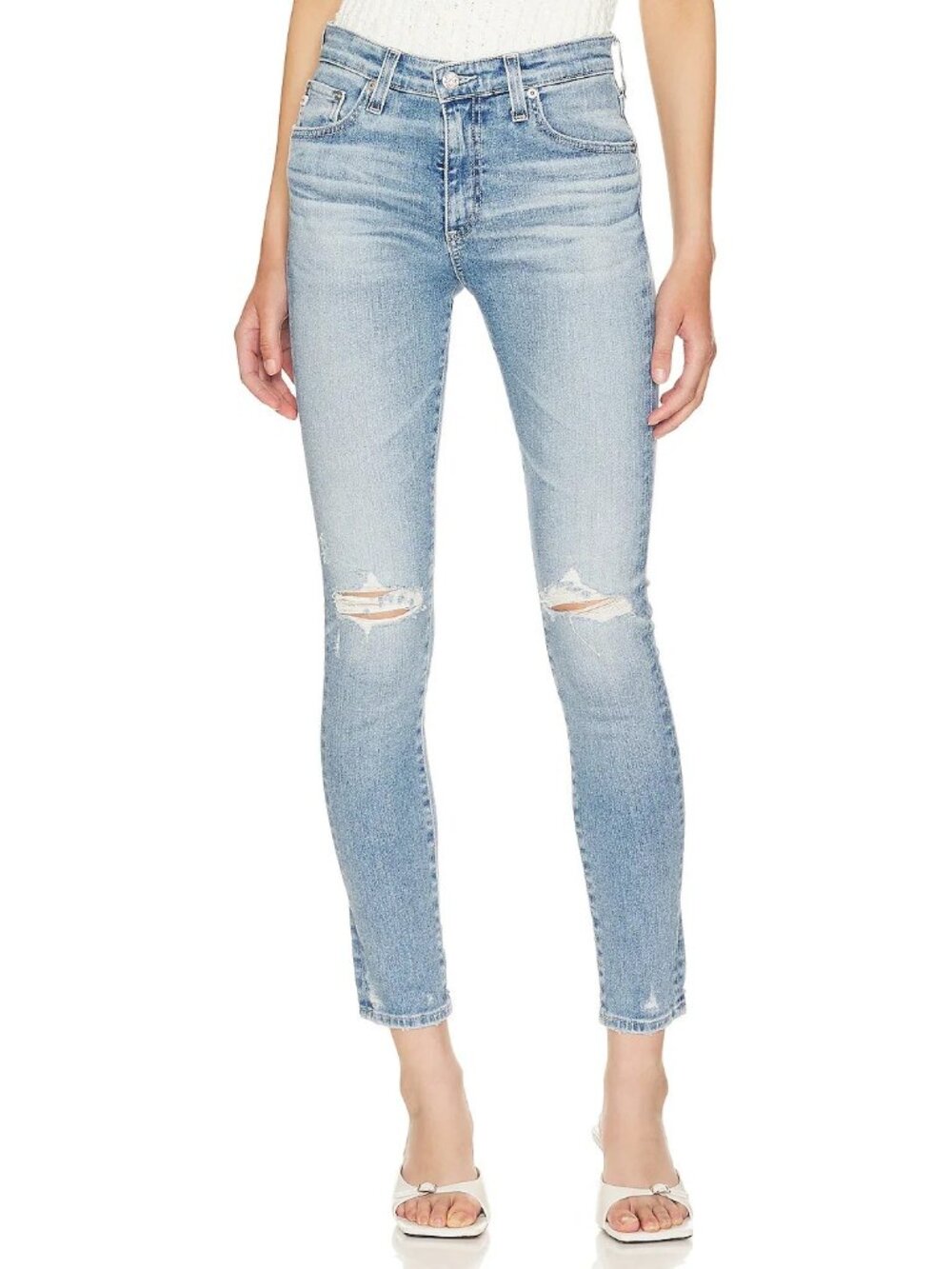NWT Adriano Goldschmied AG Farrah Ankle in 20 Years Undertow Destructed Jeans 28